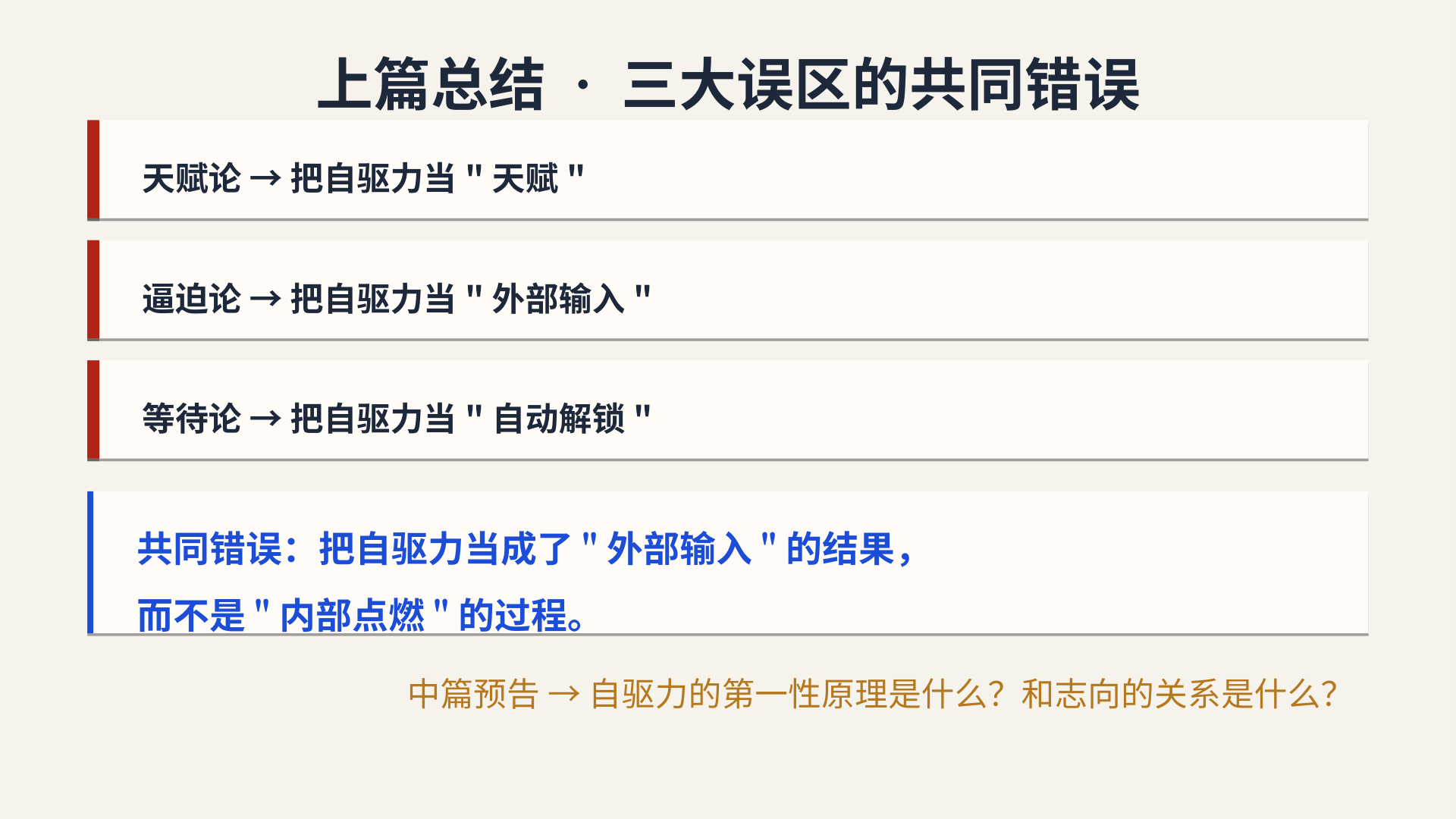 上篇总结：三大误区的共同错误 + 中篇预告